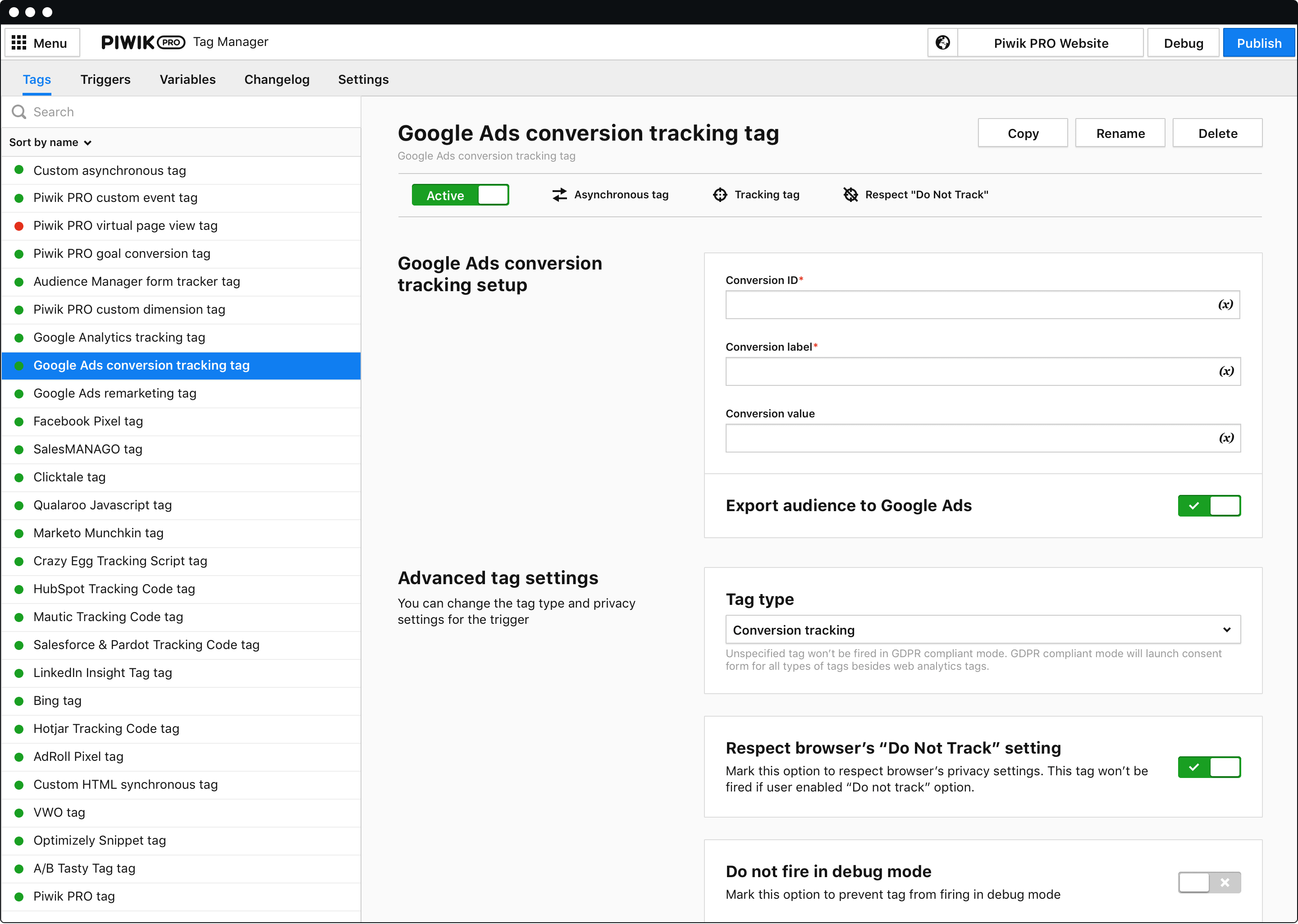 Tag management - Tag